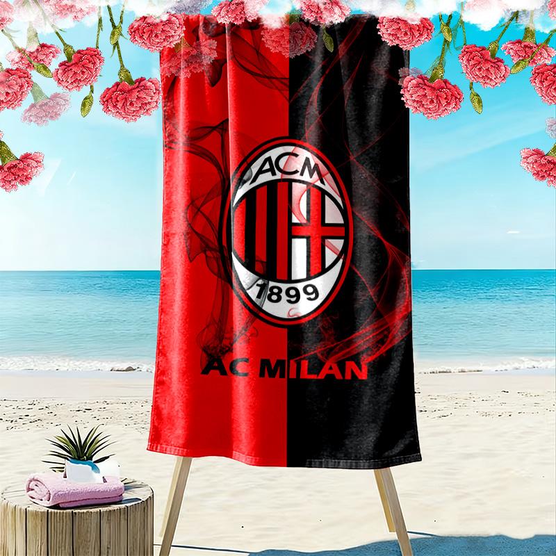 Asciugamano da Spiaggia Stampa AC Milan, Asciugamano Grande Morbido Asciugatura Rapida per Spiaggia Campeggio Nuoto