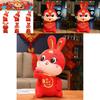 2023 New Year Chinese Style Red Rabbit Mascot Soft Plush Toy Doll Gift