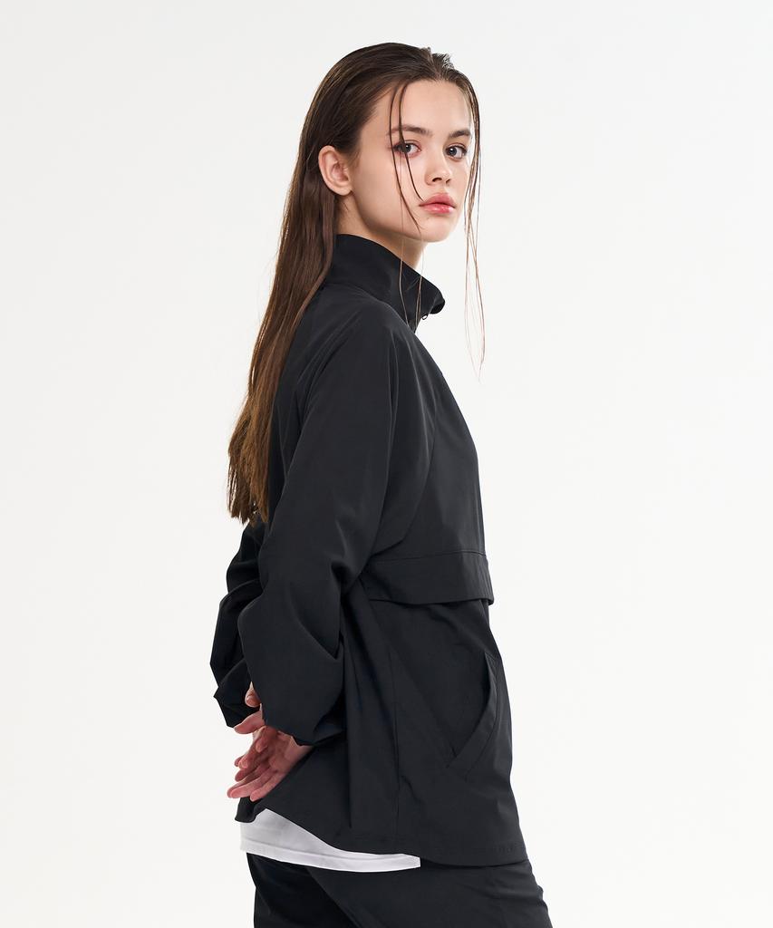 Lazybee [Summer] Airlight Stretch Multisport Running Windbreaker Anorak Jacket Top W Black