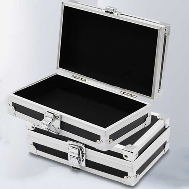 1Pc Aluminum Tool Box Portable Instrument Box Storage Case with Sponge Lining Handheld Impact resistant ToolBox 18x11x5.8cm