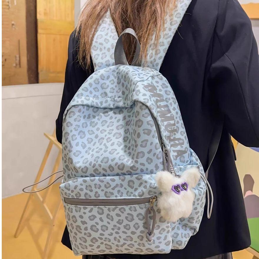 Schoolbag1011 Backpack for Girls and College Students Korean Light Luxury Leopard Print Printed Backpack New High School Large-capacity Schoolbag