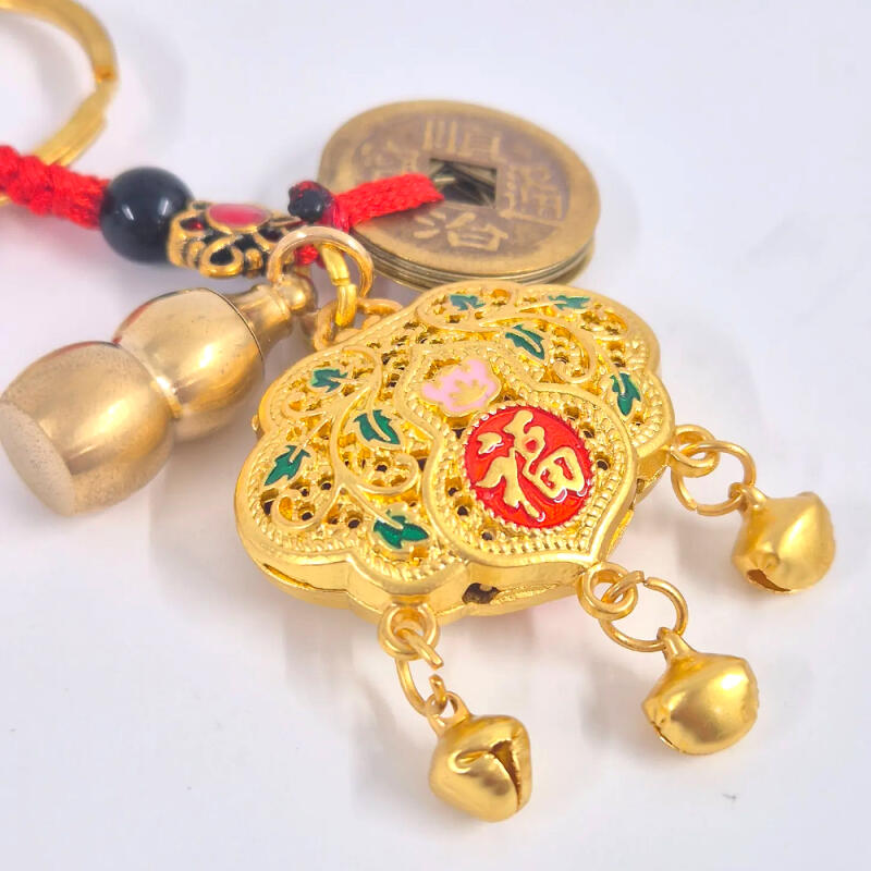 Lucky Charm Bell Traditional Key Ring Warding Off Evil Spirits Fortune Bag Key Holder