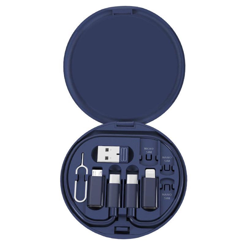 5-in-1 Portable Multi-Functional Data Cable Storage Box with 60W Fast Charging for Lightning, Android, and USB Devices