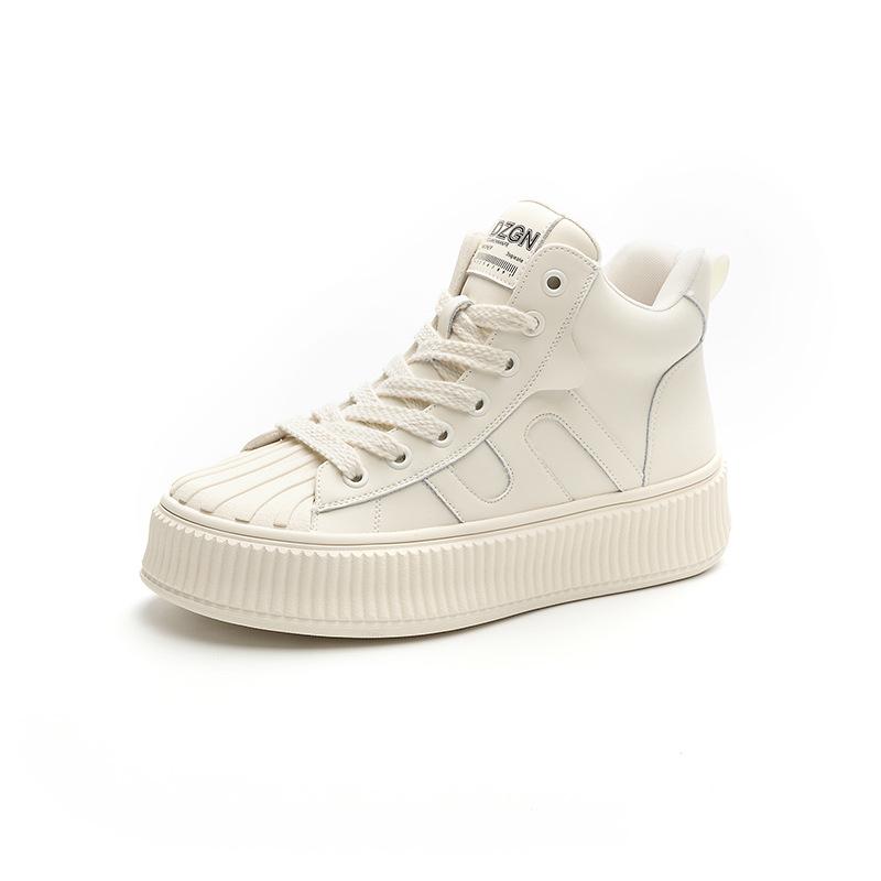 High-top leather little white shoes women's ins tide 2025 autumn and winter new popular spring and autumn Korean version versatile platform sport