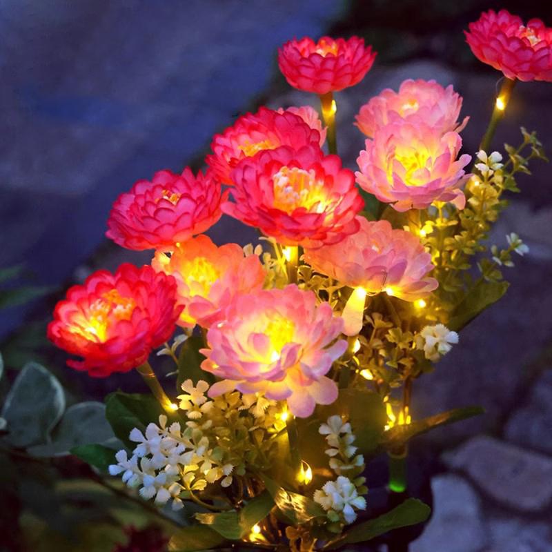 Solar LED Snow Lotus Simulation Flower Lawn Lamp Summer Garden Outdoor Wedding Holiday Home Patio Yard Decoration Party Lights