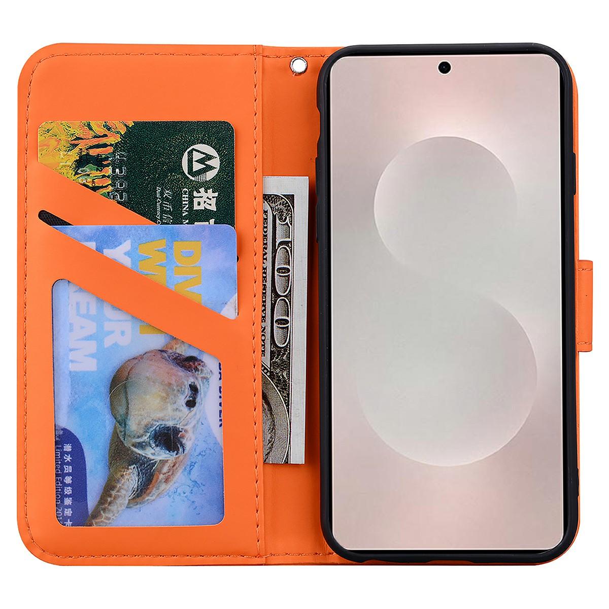 

For Samsung Galaxy S25 Edge Case Cartoon Pattern Wallet Leather Phone Cover Pink