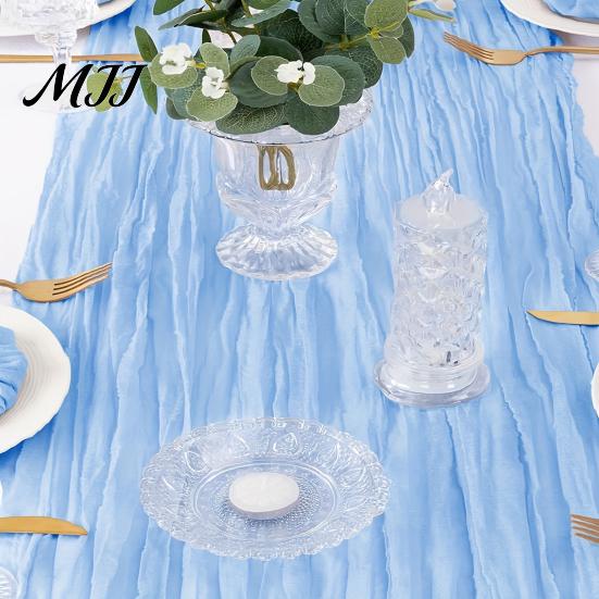 Elegant Table Runner for Home Cheesecloth Runner, Rustic Sheer Boho Dining Durable Restaurants Centerpiece Wedding Bridal Shower Baby Linens