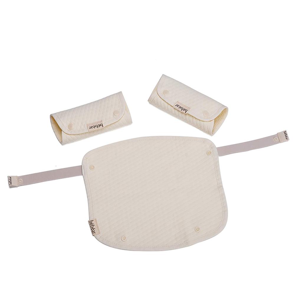 Bebamour Baby Carrier Drool Cover and Drool Pad Set Belt Sucking Pad for Baby Carriers (3-Piece Set) - Pad, 100% Cotton, (White)