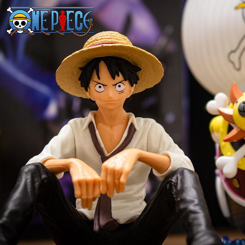 12 cm One Piece Anime Figure Rufy Posizione seduta Action Figure Collezione di modelli in PVC Statua Figurine Bambola giocattolo per regalo di compleanno