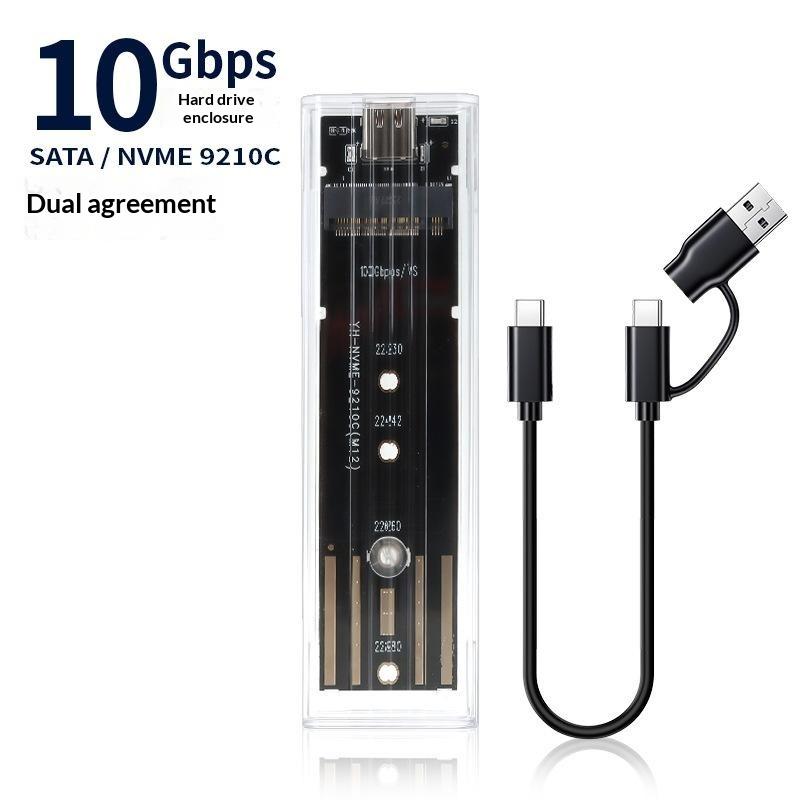 Transparent M2 Ssd Enclosure 10Gbps High Speed Transfer Durable Clear Shell For Laptop Storage Business Trips Office Work