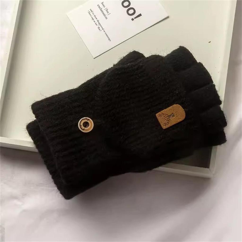 Knitted Fingerless Covered Gloves Autumn and Winter Thick Warm Touch Screen Gloves Men and Women Gloves Warm Half Finger Student