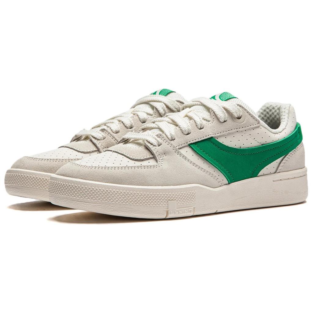 Li Ning Zhengrong 92S Slip Resistant Cushioning Abrasion Resistant Low top Skateboard Shoes Women's White Green AEPU024-3