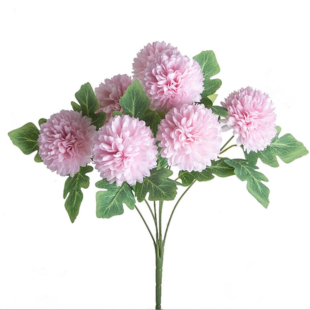 Artificial Flowers Hydrangea Bouquet, Wedding Decoration Fake Flower, 7-head Bundle Embroidered Balls Craft Home Room Vase Decor