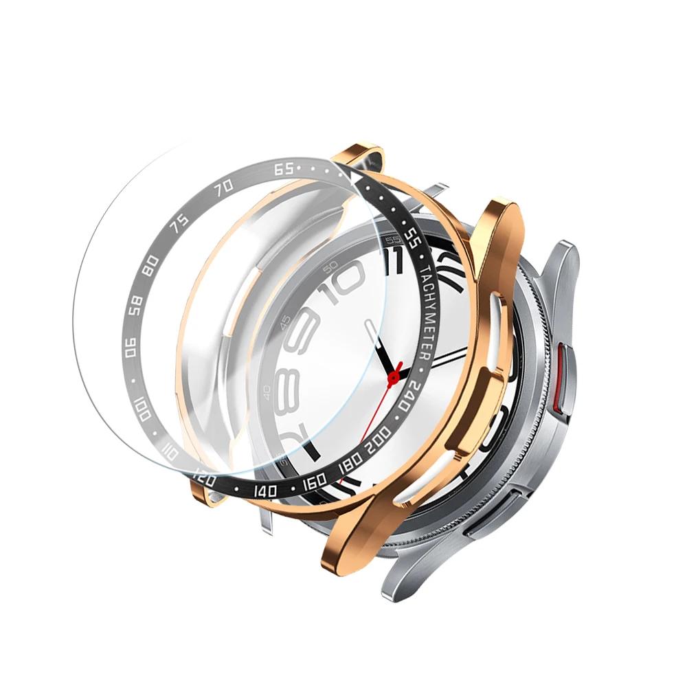 Tempered Glass+Bezel+Case for Samsung Watch 6 Classic 43mm 47mm Cover TPU Bumper All-Around Protector Clear Scratch Screen Shell