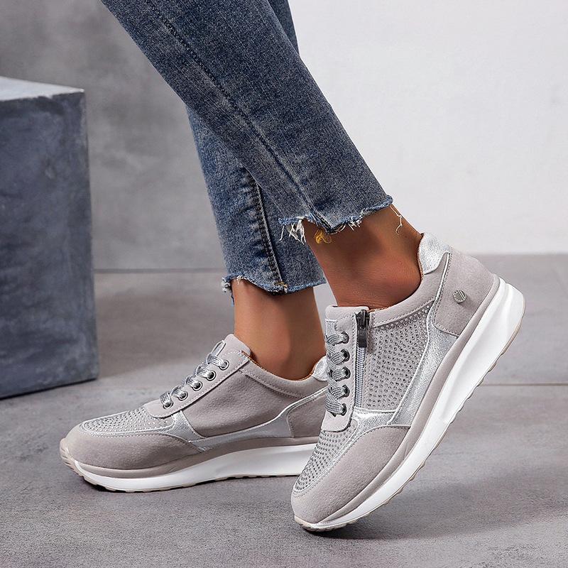 New Women's Sneakers Luxury Crystal Causal Shoes Women Platform Sport Shoes Fashion Plus Size Women Wedges Sneakers Tenis Shoes