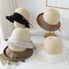 Korean-Style Women's Patchwork Hat Summer Bowknot Fisherman Beach Vacation Sunhat Accessory