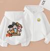 A4 Cartoon Trio Hooded Cardigan for Kids, Double-Sided Print Loose Casual Sweatshirt, Spring/Autumn.