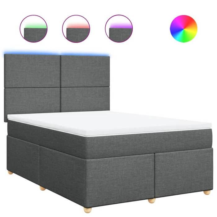VidaXL Slatted Bed Base with Mattress Dark Grey 140x200cm Fabric 3293597