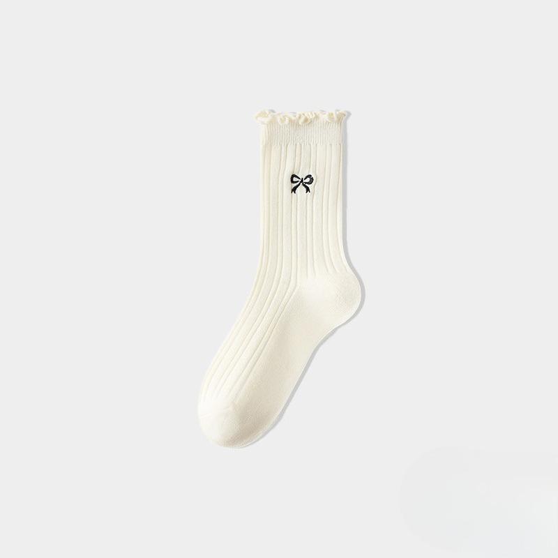 

Женские весенне-летние тонкие носки из чистого хлопка с грибным кружевом, свободные, дышащие, трубчатые, с махрой 1 pair белый