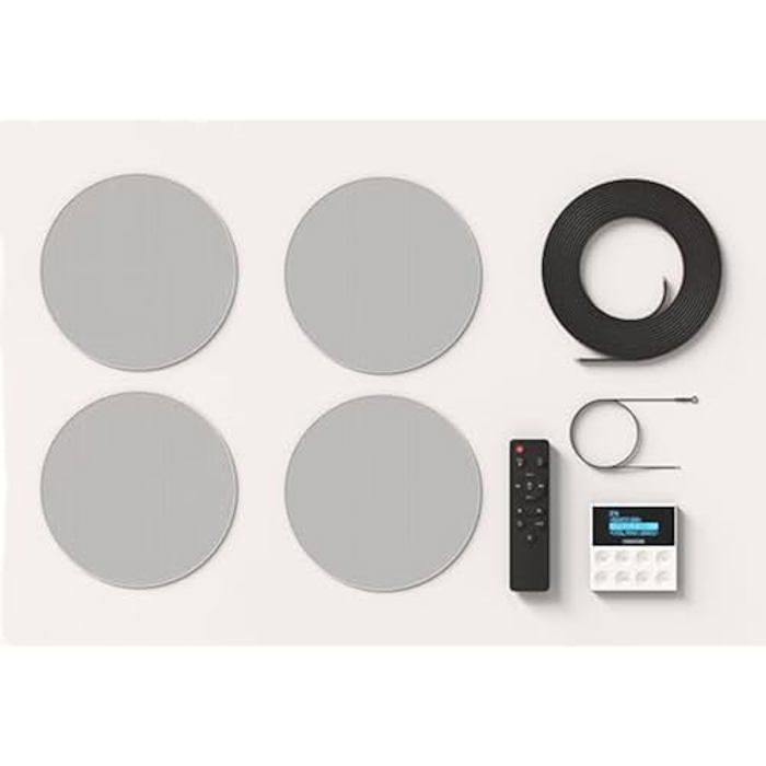 Haut-parleurs FONESTAR KS-WALL 4 - Bluetooth USB FM AUX - Noir - Amplificateur - 25 Watts - 4 Haut-parleurs