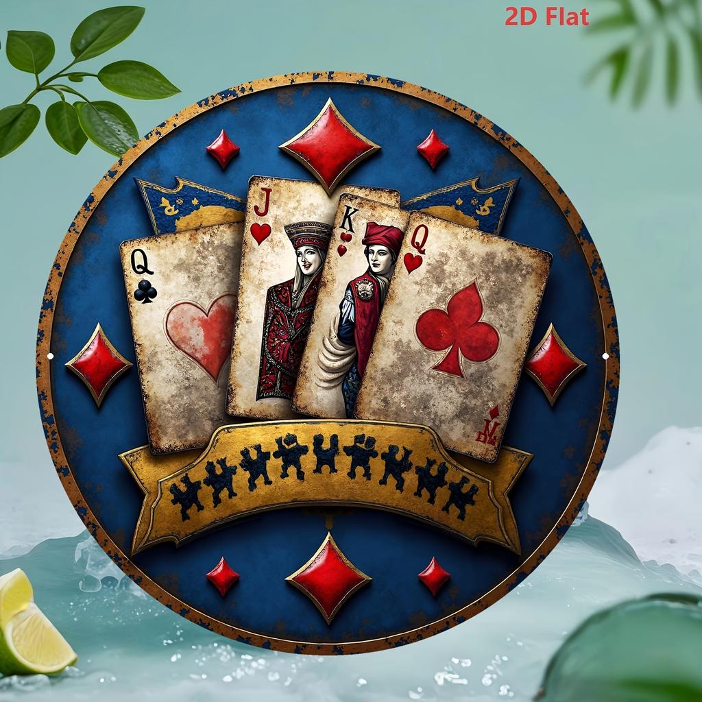 Vintage Poker X Inch D Aluminum Wall Art Flat Retro Sign for Home Game Room Gift for Card Enthusiasts