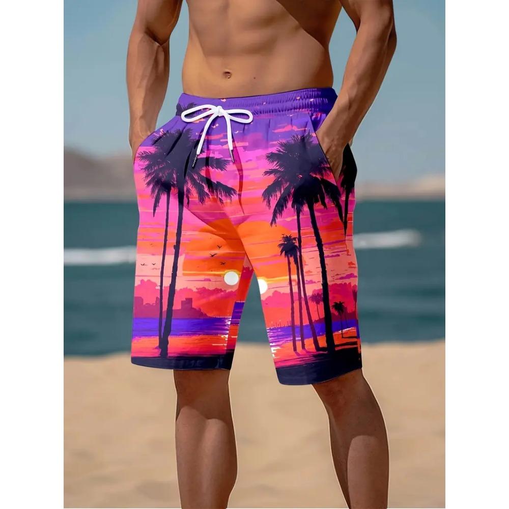 3D Cocoanut Trees Printing Beach Shorts Palm Tree Graphic Board Shorts For Men Summer New Harajuku Hawaiian Cool Swimming Trunks