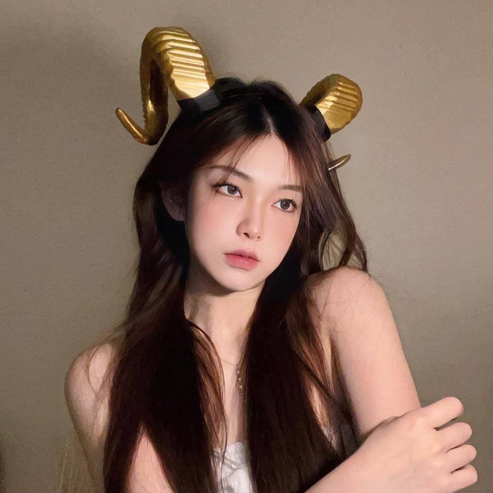Artificial Black Demon Horn Headwear Realistic Goat Horn Hair Hoop  Children