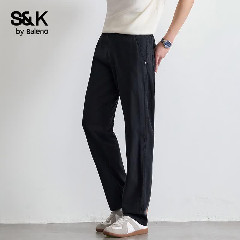 Baleno Men's S&K Tencel Blend Casual Straight Pants