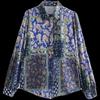 24 Spring New Simple Style Women's Clothing Casual Loose Patchwork Print Silk Satin Texture Shirt 2298073 330