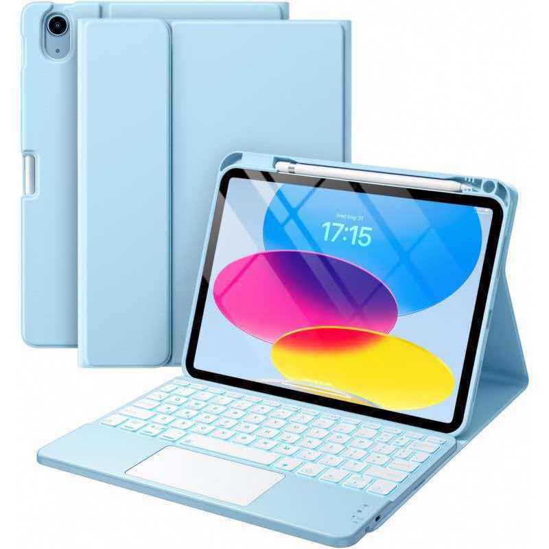 iPad Air 11" Tablet Protective Case with Colorful Backlit Keyboard & Pen Slot, for 10.2" Models