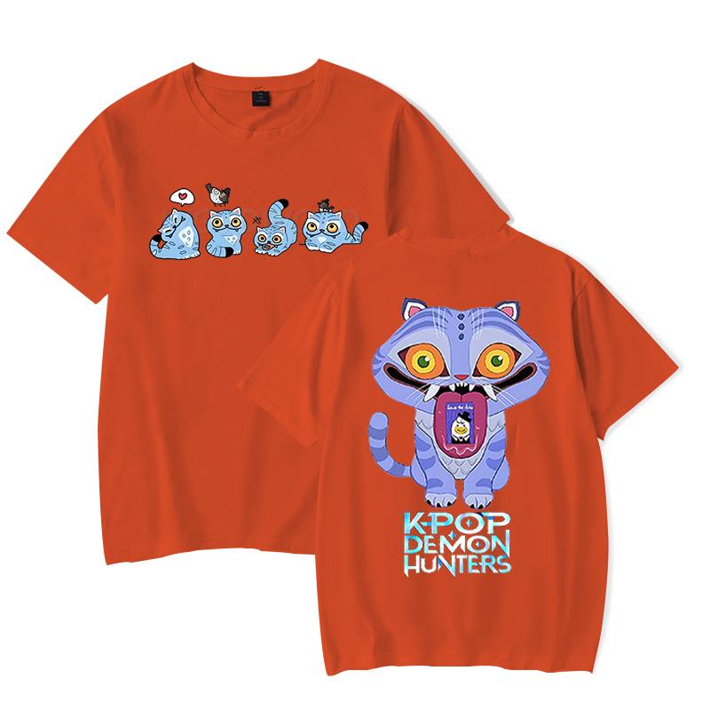 Derpy Tiger Kpop Demon Hunters Shirt for Women Summer Tops Anime K-Pop Demon Hunters T-shirt Harajuku O-neck Casual Shirt Gift