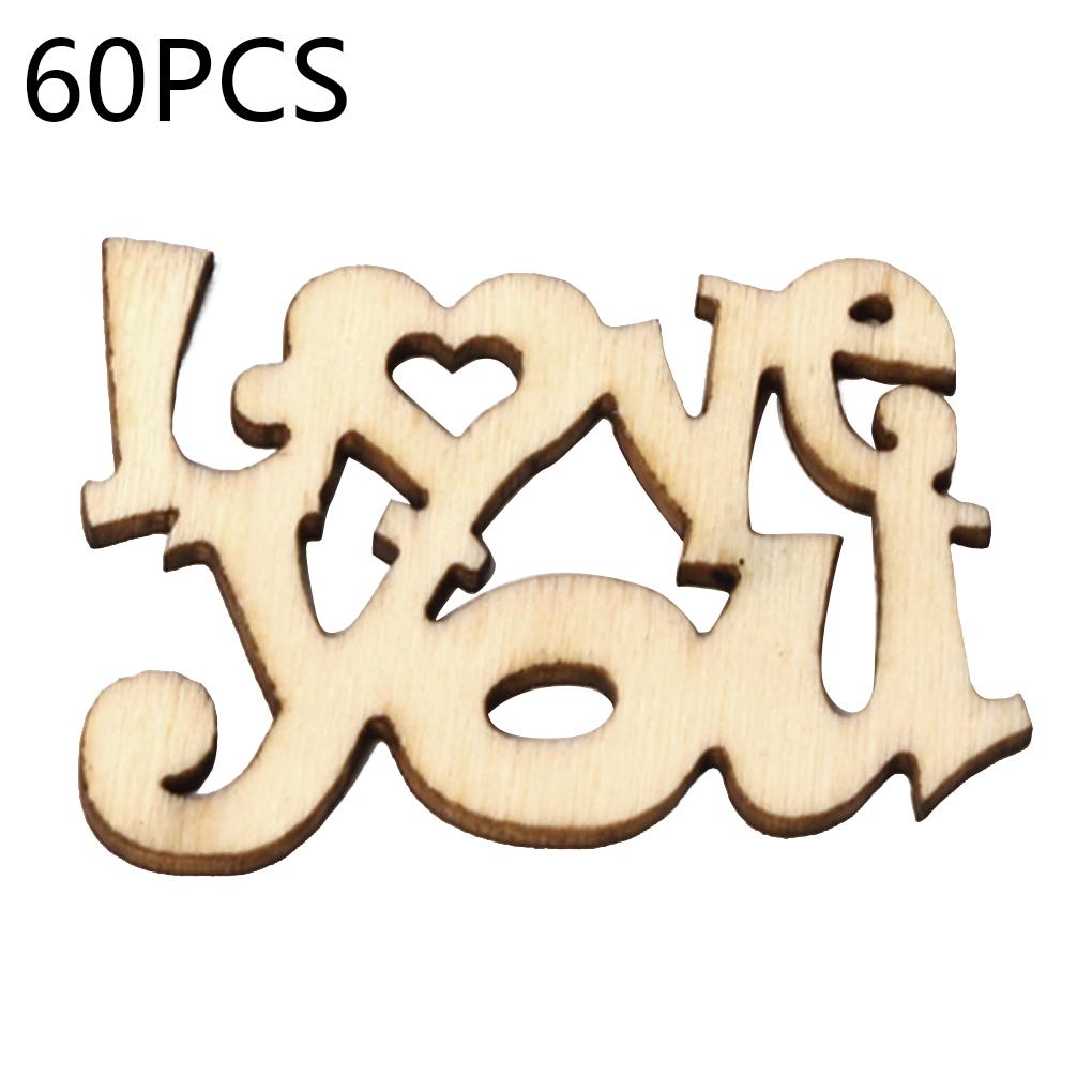 Pack of 60 Wooden Letters Wood Slices Unfinished Signs Scrapbooking Crafts Anniversary Gifts Love Wedding Happy Birthday Party