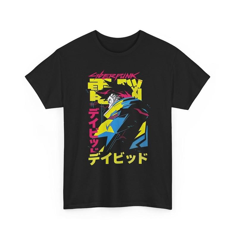 Cyberpunk Neon Anime T Shirt Futuristic Streetwear Graphic Tee Shirt S