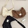 Korean Style Velvet Bow Shoulder Bag, Chic Water Dumpling Crossbody Purse, Fashionable Casual Single Strap Handbag
