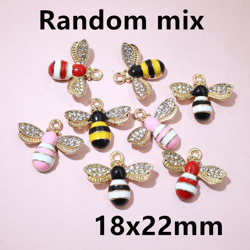 10pcs Enamel Flower Bee Honey Honeycomb Charms Pendant Alloy Metal for Necklace Earrings Bracelet DIY Jewelry Making Accessories