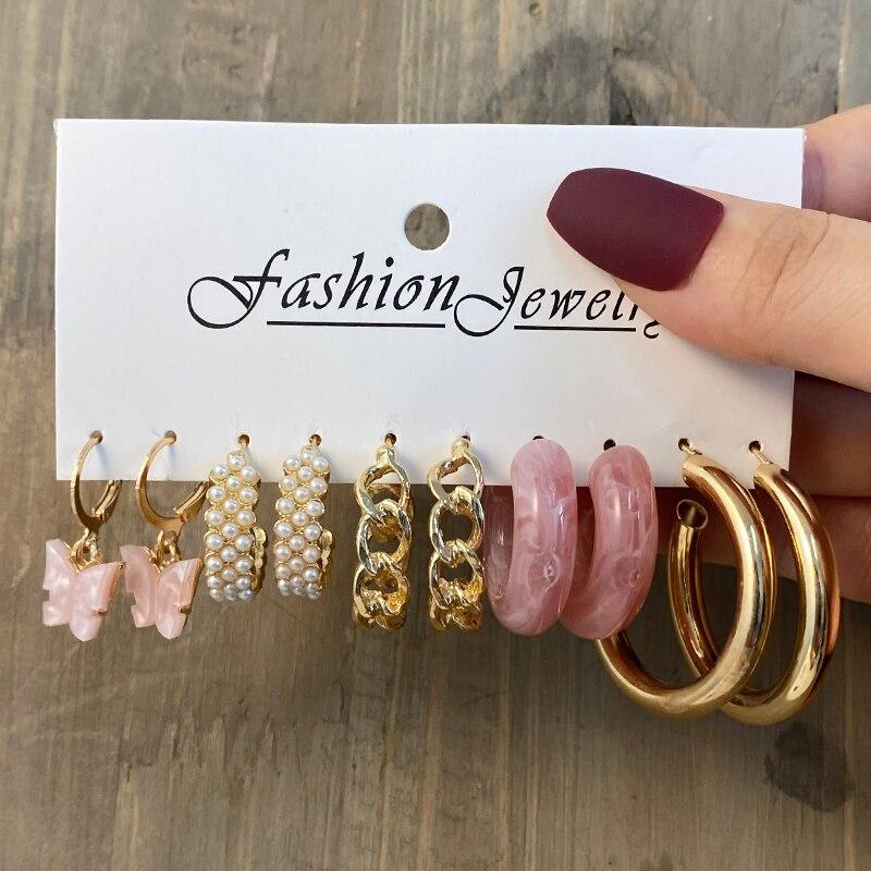 iF ME Fashion Cheap Jewelry Vintage Gold Stud Earrings for Women Bohemian Fashion Moon Star Butterfly Heart Stud Earrings Jewelry