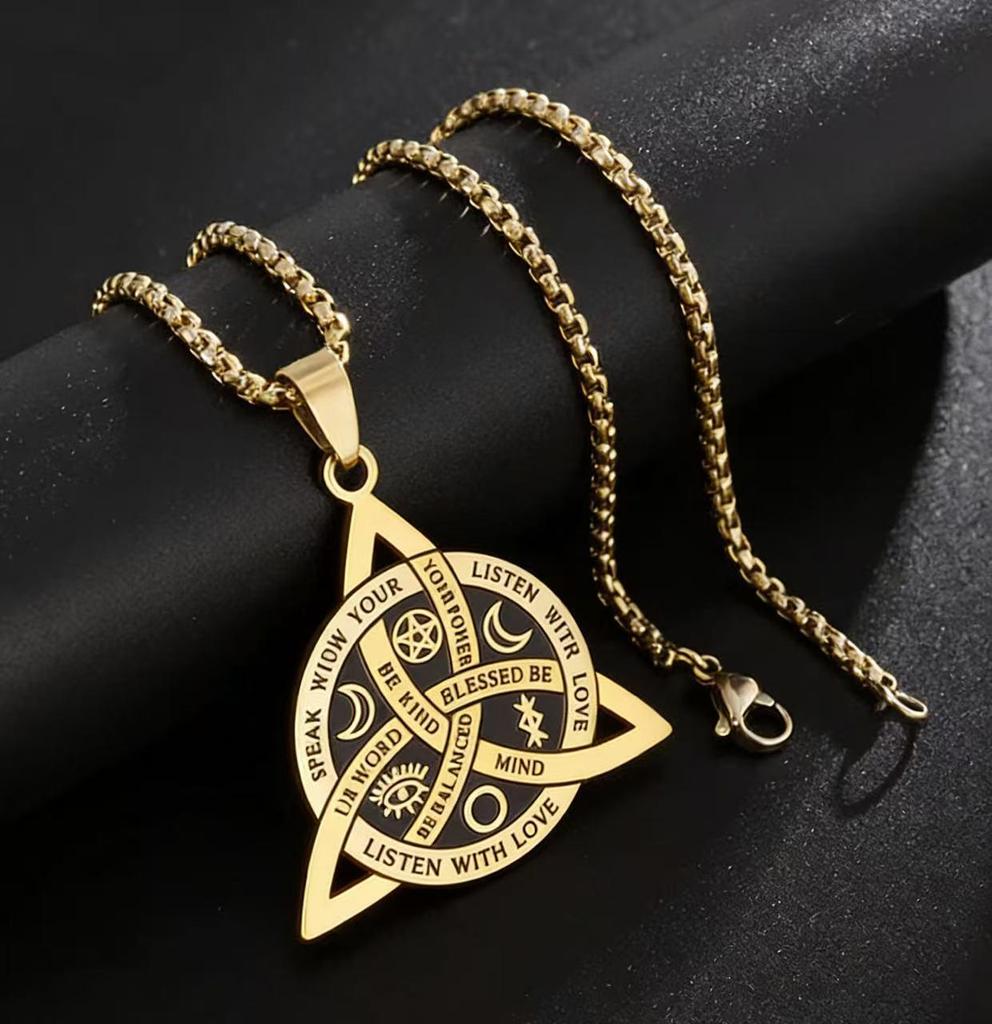 Norse Runes Celtic Knot Pendant: Stainless Steel Necklace for Men - Scandinavian Punk Gift