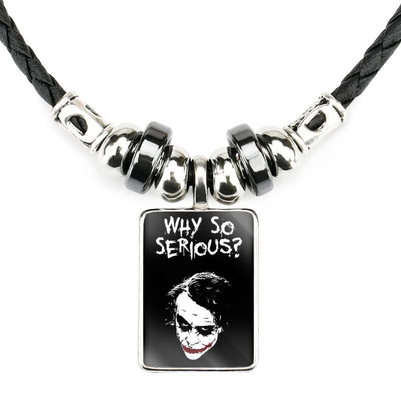 Klasický filmový přívěsek Joker Náhrdelník Pro Muže Ručně vyráběný Geometrický Kožený Provázek Řetízek