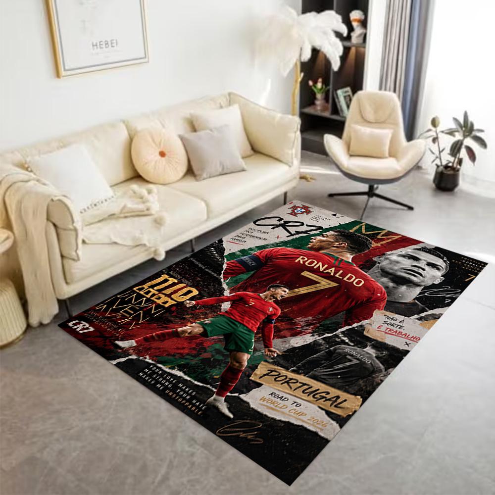 Ronaldo's Legacy Soccer Carpet Design for Outdoor Dormitory Balcony Decorate Room Antislip Carpet Anime Office Decor