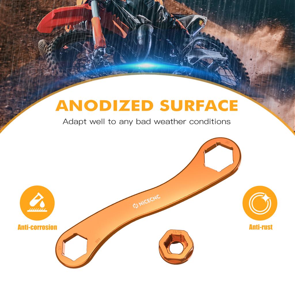 2024 For KTM EXC 300 EXC 250 EXCF 350 XCW 300 17-27-30mm Wheel Axle Spanner Wrench Tool SX 125 SXF 250 SXF 450 XCF 350 2023-2024