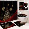 4Pcs Bathroom Shower Curtain Set Elegant Christmas Tree Pattern Bathroom Curtain With 12 Hooks Non Slip Rugs Toilet Cover Mat Bathroom Partition