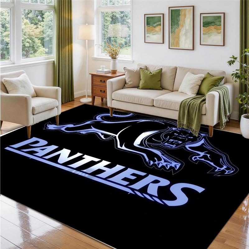 Penrith Panthers Design Crystal Velvet Rug Soft Decorative Mat for Bedroom Entrance