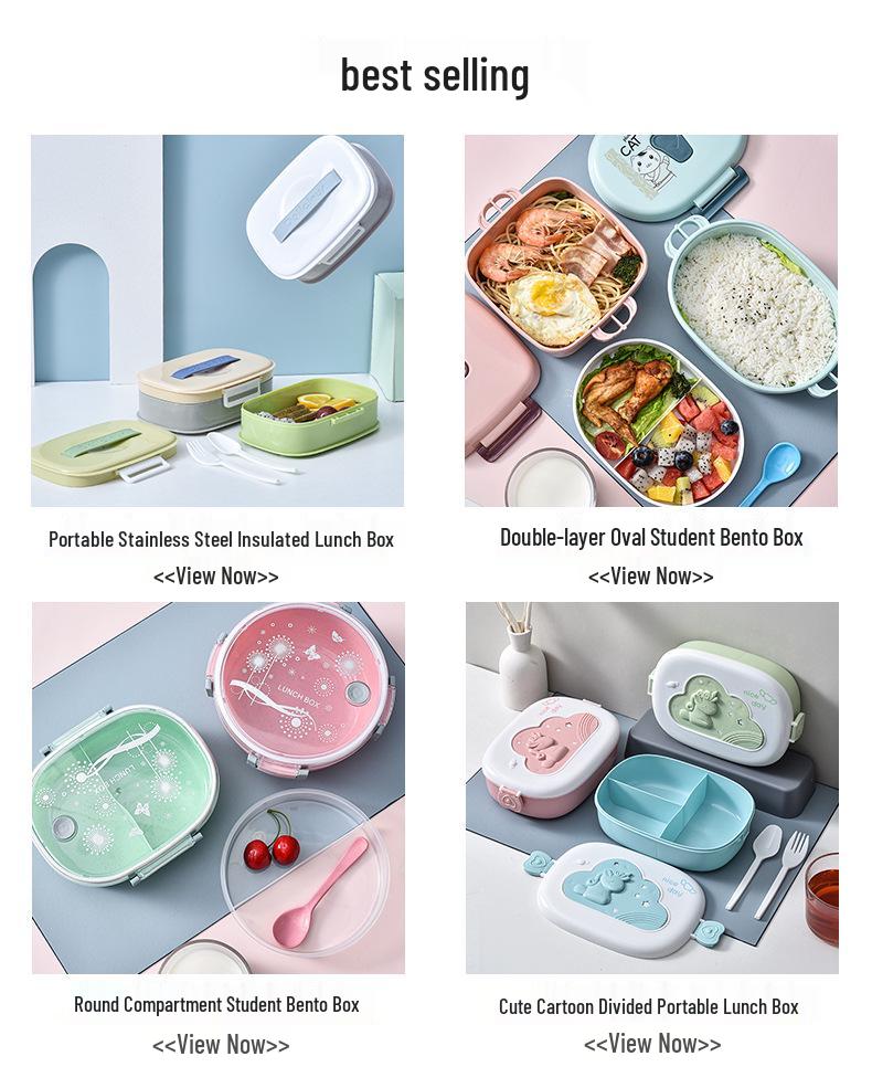 Scatola Bento Ovalare a Cartoni Animati: Lunch Box Portatile con Scomparti, Adatta al Microonde, per Studenti e Adulti