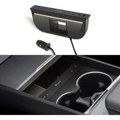 TPARTS Muti-Ports USB Hub For Tesla Model 3 Highland 2024+/Model Y Juniper 2025+, Center Console Hidden Fast Charger With Retractable Cable Model 3/Y