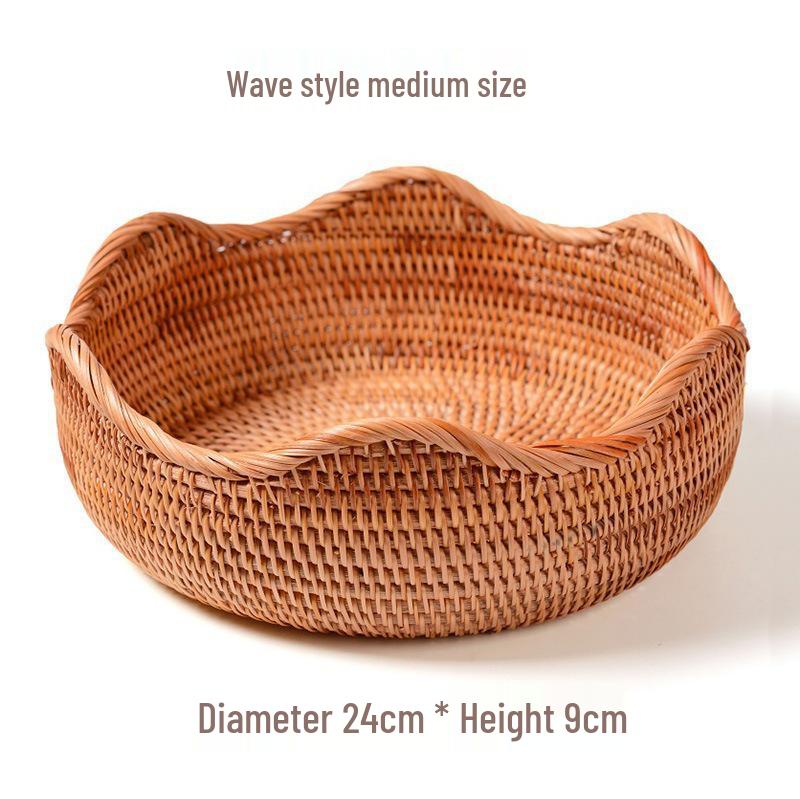 Vietnamese Rattan Woven Fruit Basket for Living Room - Creative Coffee Table Storage for Snacks