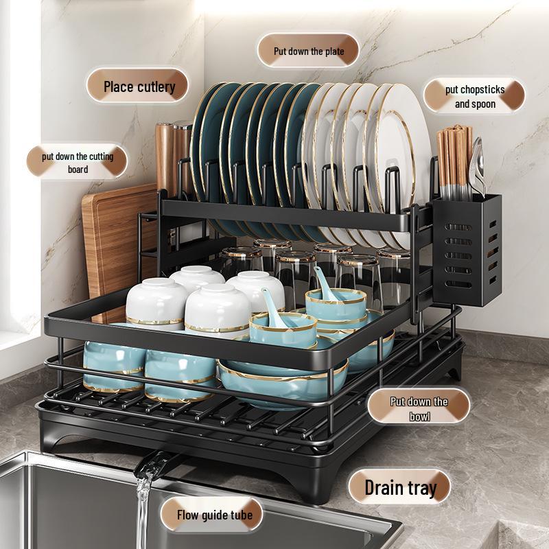 Cross-border Kitchen Sink Storage & Drainer Rack for Bowls, Dishes, and Utensils