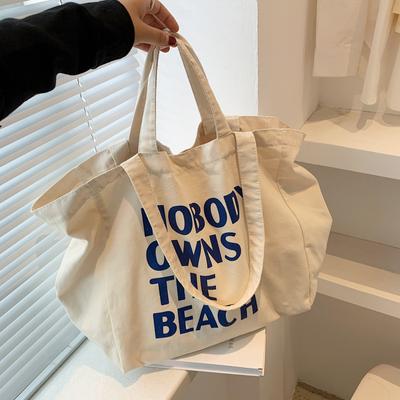 Borsa a Mano in Tela da Donna Semplice Borsa a Spalla di Design Stile Pigro Stampa Lettere Femminile Borsa Shopper Borsa Tote in Tela