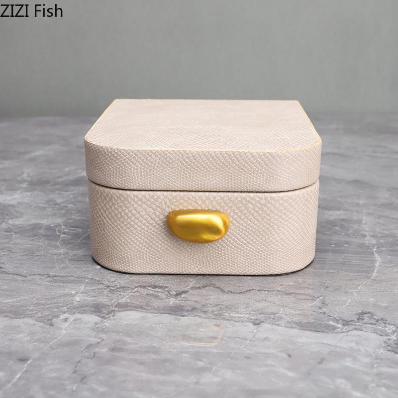 Creative Leather Decorative Box Jewelry Boxes Dresser Table Desk Decoration Cosmetic Jars Exquisite Earring Jewelry Storage Jar