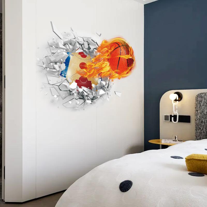 3D three-dimensional basketball wall sticker background wall sticker decoration sticker children's wall sticker car sticker creativity