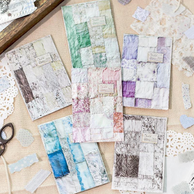 Journal GO 50pcs Dual Material Cloth Fabric Textured Stickers for Photo Frame Collage Junk Journal Scrapbooking Diy Material